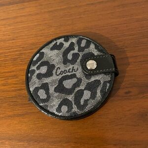 Coach, Y2K, Ocelot, Double Mirror Signature C, Black Patent Leather Trim